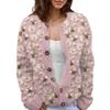 Akivide Women's Fall Cute Floral Print Open Front Knit Cardigan Sweater Winter Casual Loose Button Down Long Sleeve Coat view 1