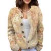 Akivide Women's Fall Cute Floral Print Open Front Knit Cardigan Sweater Winter Casual Loose Button Down Long Sleeve Coat