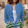 Akivide Women's Fall Cute Floral Print Open Front Knit Cardigan Sweater Winter Casual Loose Button Down Long Sleeve Coat view 2