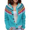 Akivide Women's Fall Cute Floral Print Open Front Knit Cardigan Sweater Winter Casual Loose Button Down Long Sleeve Coat