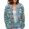Akivide Women's Fall Cute Floral Print Open Front Knit Cardigan Sweater Winter Casual Loose Button Down Long Sleeve Coat view 1