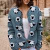 Akivide Women's Fall Cute Floral Print Open Front Knit Cardigan Sweater Winter Casual Loose Button Down Long Sleeve Coat view 2