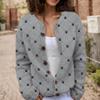 Akivide Women's Fall Cute Floral Print Open Front Knit Cardigan Sweater Winter Casual Loose Button Down Long Sleeve Coat view 2