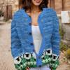 Akivide Women's Fall Cute Floral Print Open Front Knit Cardigan Sweater Winter Casual Loose Button Down Long Sleeve Coat view 2