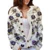 Akivide Women's Fall Cute Floral Print Open Front Knit Cardigan Sweater Winter Casual Loose Button Down Long Sleeve Coat view 1