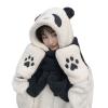 3 in 1 Panda Hat Scarf and Gloves for Women Girls Winter Warm Furry Hood with Hand Pocket Mittens Windproof Cycling Hat Gloves Neck Warmers Thick Plush Animal Cosplay Headwear view 1