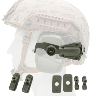 Tactical Helmet ARC Track Adapter for Tactical Electronic Shooting Earmuff Compatible Howard Leight Impact Sport Headset (Green)