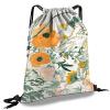 Cabreche Drawstring Backpack Draw String Sports Bags for Gym Travel Beach Waterproof Cute Sackpack Men Women Aesthetic (13"17")-Orange Flower view 1