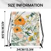 Cabreche Drawstring Backpack Draw String Sports Bags for Gym Travel Beach Waterproof Cute Sackpack Men Women Aesthetic (13"17")-Orange Flower view 2