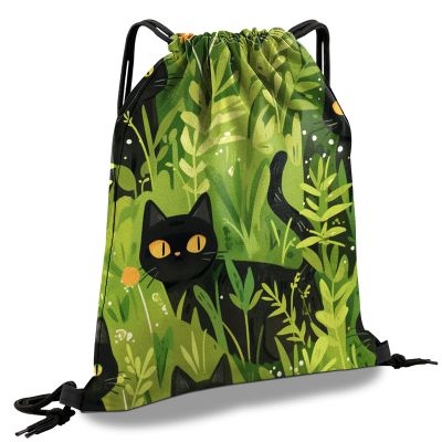Cabreche Drawstring Backpack Draw String Sports Bags for Gym Travel Beach Waterproof Cute Sackpack Men Women Aesthetic (13"17")-Cat
