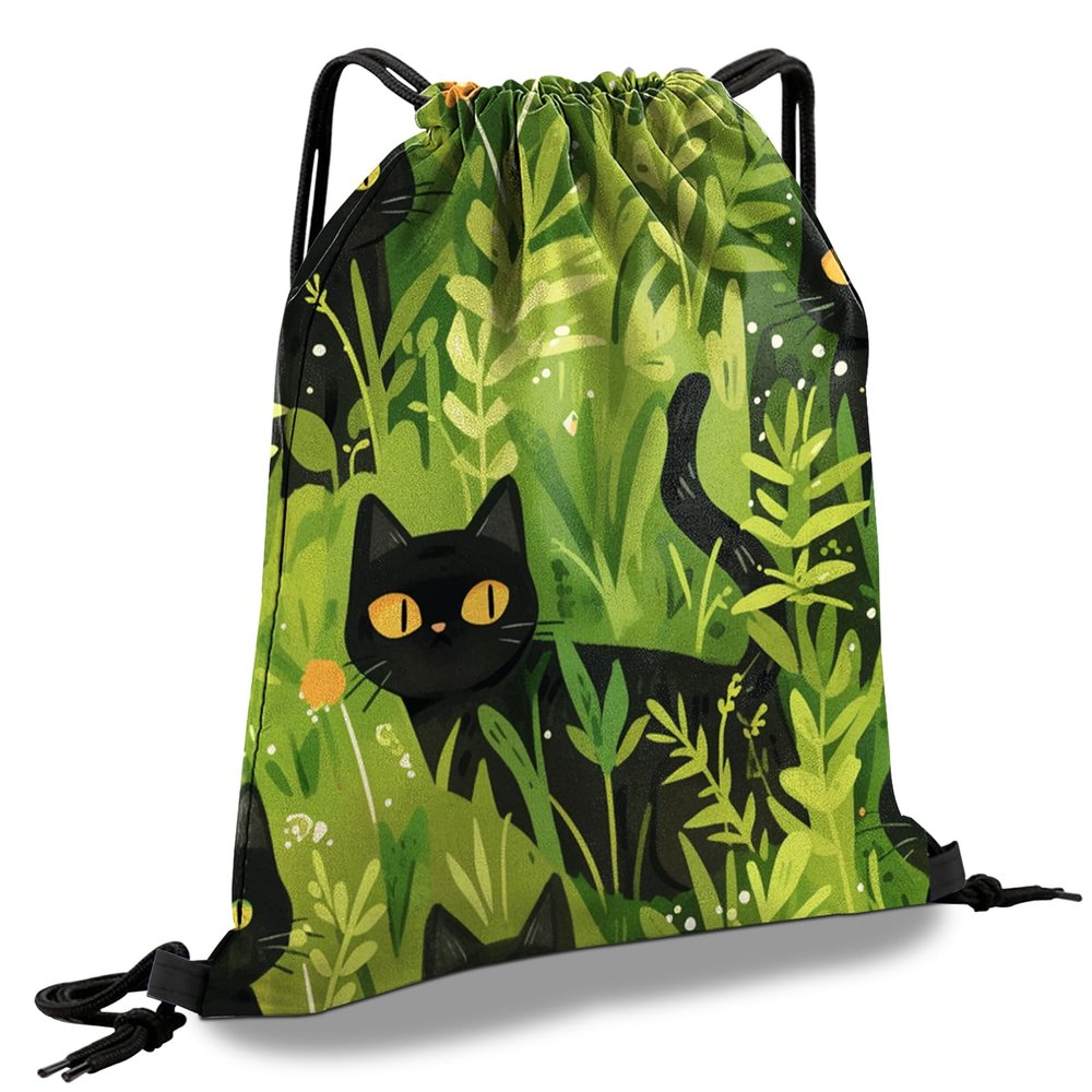 Cabreche Drawstring Backpack Draw String Sports Bags for Gym Travel Beach Waterproof Cute Sackpack Men Women Aesthetic (13"17")-Cat