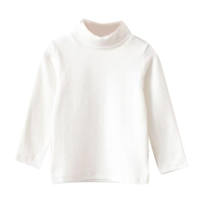 KAGAYD Toddler Shirts Turtleneck Toddler Baby Girls Basic Solid Color Turtleneck Ribbed T-Shirt Warm Long Sleeve Top Fall (White, 9-10 Years)