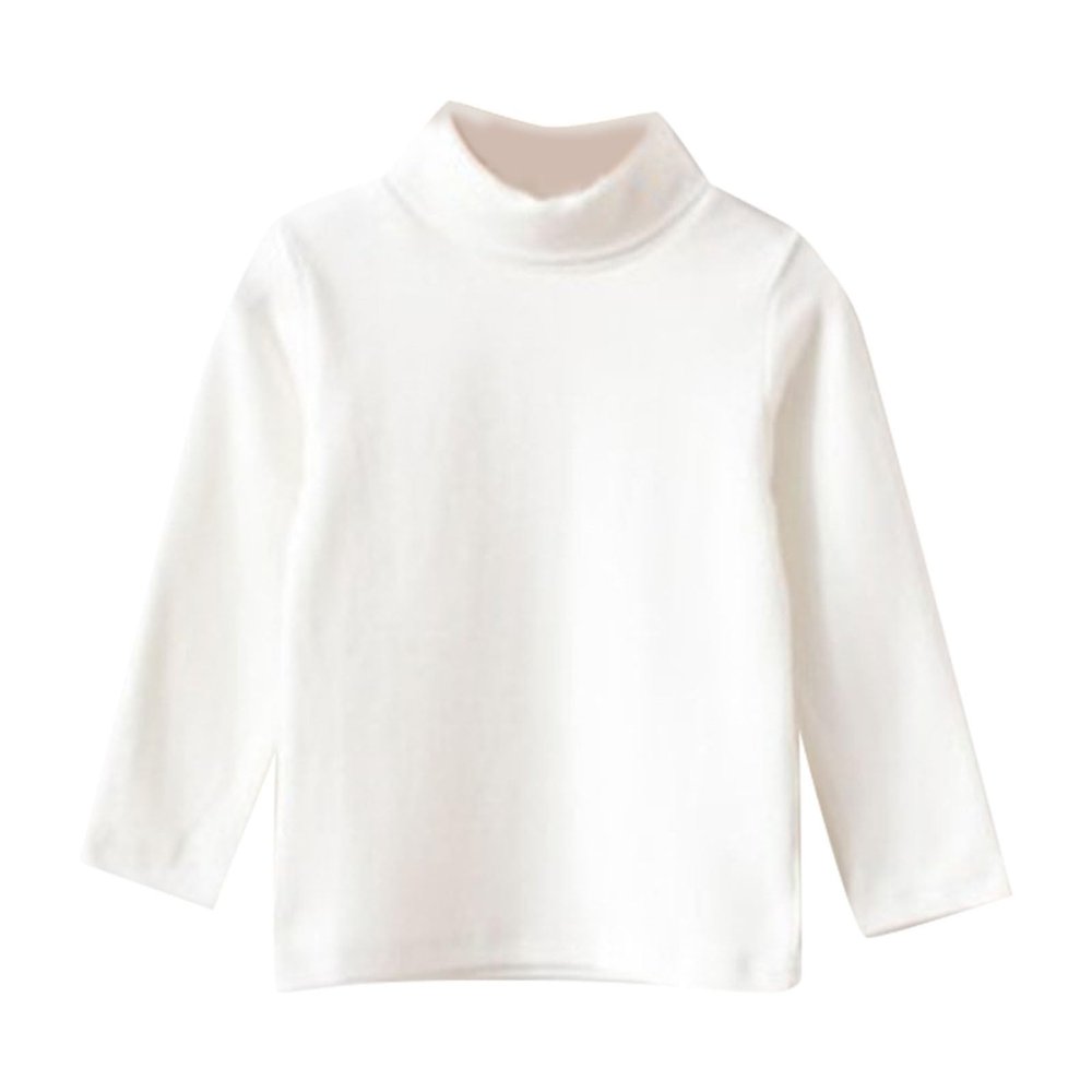 KAGAYD Toddler Shirts Turtleneck Toddler Baby Girls Basic Solid Color Turtleneck Ribbed T-Shirt Warm Long Sleeve Top Fall (White, 9-10 Years)