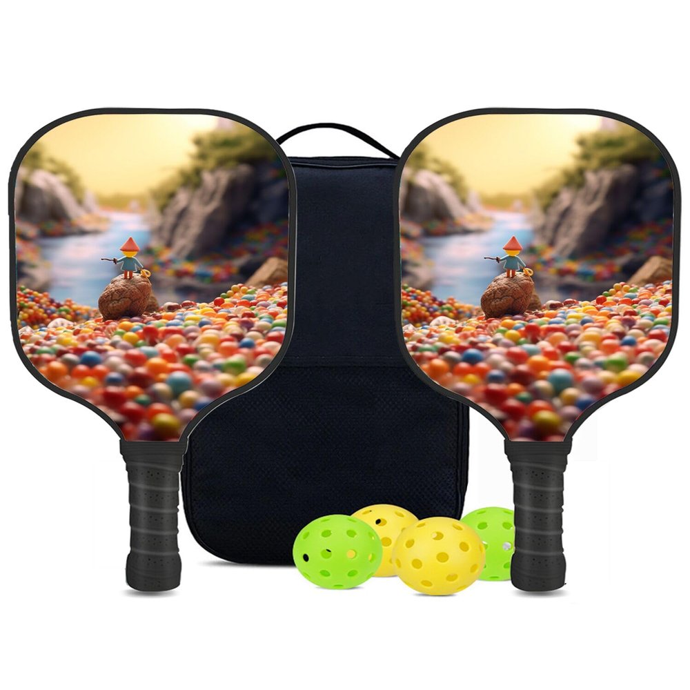 KUAVETO Carbon Fiber Pickleball Paddles Set, All The DIY Fun You can Have with Candy-BV1320 Pattern Custom Made Honeycomb Polymer Core- Includes 2 Paddles, 4 Balls, and a Carry Bag