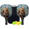 KUAVETO Carbon Fiber Pickleball Paddles Set, All The DIY Fun You can Have with Squirrel-BN3269 Pattern Custom Made Honeycomb Polymer Core- Includes 2 Paddles, 4 Balls, and a Carry Bag view 1