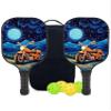 KUAVETO Carbon Fiber Pickleball Paddles Set, All The DIY Fun You can Have with Motorcycle-BV1457 Pattern Custom Made Honeycomb Polymer Core- Includes 2 Paddles, 4 Balls, and a Carry Bag view 1