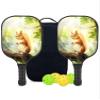 KUAVETO Carbon Fiber Pickleball Paddles Set, All The DIY Fun You can Have with Squirrel-BN3940 Pattern Custom Made Honeycomb Polymer Core- Includes 2 Paddles, 4 Balls, and a Carry Bag view 1