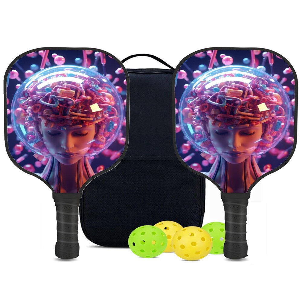 KUAVETO Carbon Fiber Pickleball Paddles Set, All The DIY Fun You can Have with Candy-BV1309 Pattern Custom Made Honeycomb Polymer Core- Includes 2 Paddles, 4 Balls, and a Carry Bag