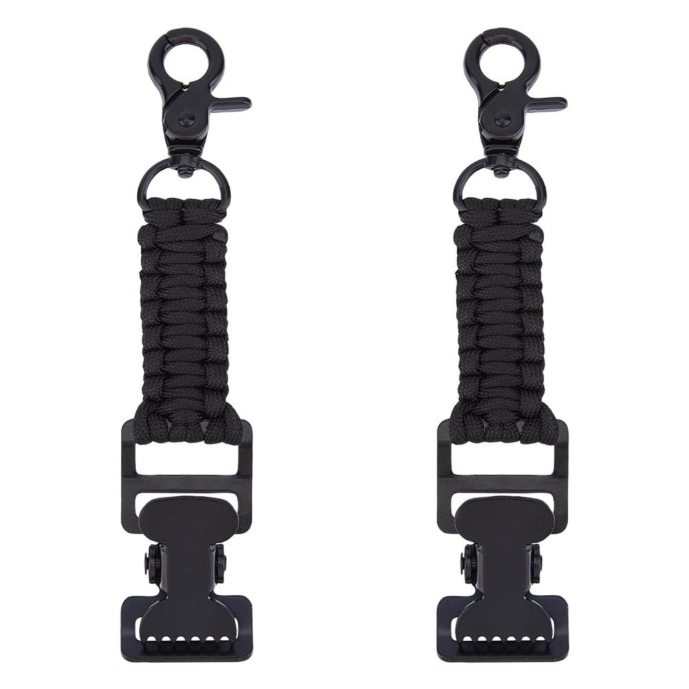 SUPERFINDINGS 2 Pcs Single-Head Tactical Glove Clip Workers' Glove Clip Glove Holder with Elasticized Snap Hook and Black Polyester Strap Gloves Hat Towel Keeper for Belt Bags Strap