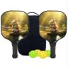KUAVETO Carbon Fiber Pickleball Paddles Set, All The DIY Fun You can Have with Squirrel-BN3147 Pattern Custom Made Honeycomb Polymer Core- Includes 2 Paddles, 4 Balls, and a Carry Bag view 1