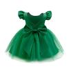 Baby Girls Princess Tutu Dress: Bowknot Ruffle Tulle Dress Flutter Sleeve Birthday Party Evening Pageant Gown Xmas Stage Performance First Communion Christening Outfit Green 18-24 Months view 1