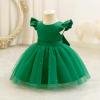 Baby Girls Princess Tutu Dress: Bowknot Ruffle Tulle Dress Flutter Sleeve Birthday Party Evening Pageant Gown Xmas Stage Performance First Communion Christening Outfit Green 18-24 Months view 2