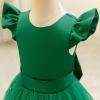 Baby Girls Princess Tutu Dress: Bowknot Ruffle Tulle Dress Flutter Sleeve Birthday Party Evening Pageant Gown Xmas Stage Performance First Communion Christening Outfit Green 18-24 Months view 4