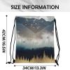 Cabreche Drawstring Backpack Draw String Sports Bags for Gym Travel Beach Waterproof Cute Sackpack Men Women Aesthetic (13"17")-Forest view 2