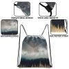 Cabreche Drawstring Backpack Draw String Sports Bags for Gym Travel Beach Waterproof Cute Sackpack Men Women Aesthetic (13"17")-Forest view 3