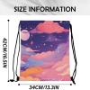 Cabreche Drawstring Backpack Draw String Sports Bags for Gym Travel Beach Waterproof Cute Sackpack Men Women Aesthetic (13"17")-Pink Cloud view 2