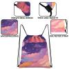 Cabreche Drawstring Backpack Draw String Sports Bags for Gym Travel Beach Waterproof Cute Sackpack Men Women Aesthetic (13"17")-Pink Cloud view 3