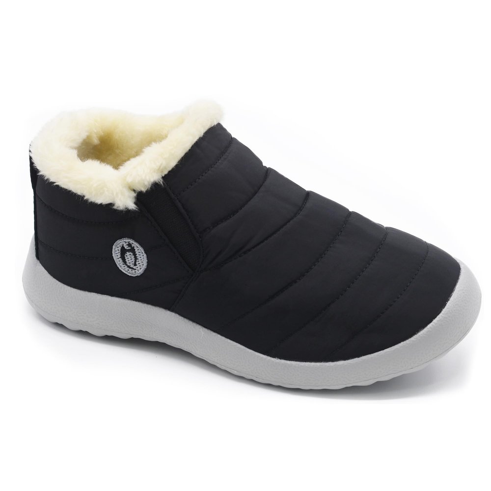 HAJINK Winter Boots for Women Lightweight Comfortable Plush Waterproof Stylish Solid Color Ladies Ankle Shoes(Black,7)