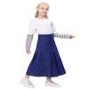 LIONJIE Girls Casual Denim Skirt Midi Pleated Buttons A-Line Over-Knee with Pocket 3-12Years (US, Age, 11 Years, 12 Years, Blue 02) view 4