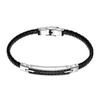 Feifuli Leather Bracelet for Dad Husband Boyfriend Son Grandson Grandpa Brother Nephew Uncle Anniversary Birthday Gift Black Leather Jewelry 8.35 INCH Bangle with Stainless Steel Clasp view 1