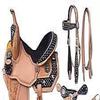 AD Saddlery Pony & Adult Classic Quality Premium Leather Comfort Western Barrel Racing Trail Equestrian Horse Saddle for Riding Headstall, Breast Collar & REINS Size: 10-18 inches Seat, BRL84 (11) view 2