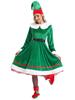 ACSUSS Womens Christmas Elf Cosplay Costume Xmas Carnival Dress with Hat Belt Shoes Stockings Set Green 3X-Large view 2