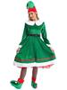 ACSUSS Womens Christmas Elf Cosplay Costume Xmas Carnival Dress with Hat Belt Shoes Stockings Set Green 3X-Large view 3