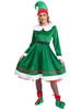 ACSUSS Womens Christmas Elf Cosplay Costume Xmas Carnival Dress with Hat Belt Shoes Stockings Set Green 3X-Large view 4