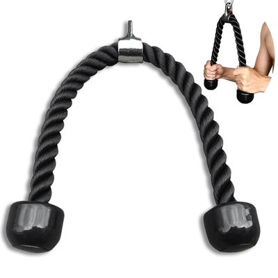ZJchao Tricep Rope Pull Down Cable, Pull Down Rope Single Grip Tricep Bicep Exercise Rope Attachment with Storage Pouch for Cable Machines Gym Pulley Workout (Double Grip)