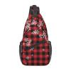 Merry Christmas Crossbody Sling Bag For Women Men Adjustable New Year Chest Bag Shoulder Bag Christmas Buffalo Plaid With Snowflake Sling Backpack Daypack For Sport Travel Hiking view 1