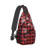 Merry Christmas Crossbody Sling Bag For Women Men Adjustable New Year Chest Bag Shoulder Bag Christmas Buffalo Plaid With Snowflake Sling Backpack Daypack For Sport Travel Hiking view 2