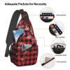 Merry Christmas Crossbody Sling Bag For Women Men Adjustable New Year Chest Bag Shoulder Bag Christmas Buffalo Plaid With Snowflake Sling Backpack Daypack For Sport Travel Hiking view 4