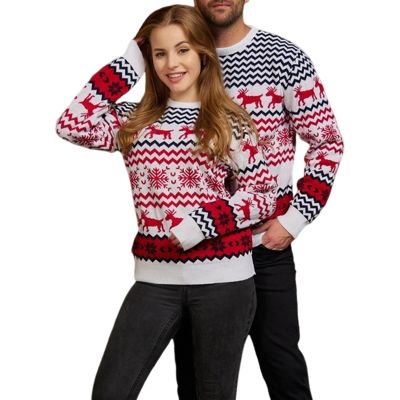 Szsppinnshp Ugly Christmas Sweater for Men Women Funny Santa Claus Xmas Knitted Pullover Unisex Crew Neck Couple Sweater (US, Alpha, Large, Regular, Regular, Men White)