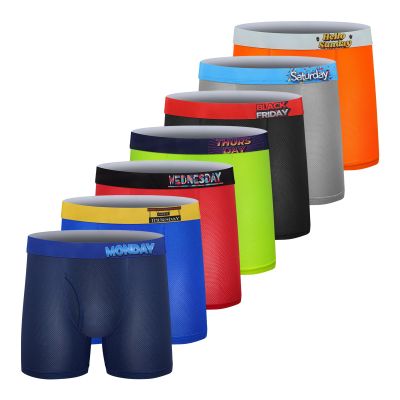 CONKEND Boys Boxer Briefs Ultra Soft Tagless Breathable Mesh Performance Sport Big Boy Boxer Briefs with Fly 7Pack 10-12