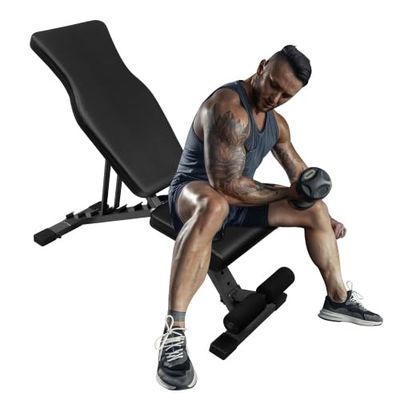 Weight Bench for Full Body Workout, Adjustable Strength Training Sit-up Chair, Multi-Purpose Foldable Incline/Decline Bench, Workout Equipment for Home Gym