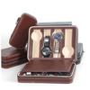 WOFASHPURET Portable Brown Watch Case Holder for Watches Stylish Travel Organizer Padded Compartments for Safe Storage and Display for Travel and Home Use view 2