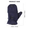 DEARMAMY 1 Pair Flip Gloves Fingerless Flap Gloves for Working Out Men Rust Fingers Warm Texting Mittens Helly Winter Stretchy Knit Anti-drop Bike Blue Polar Fleece view 2