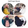 DEARMAMY 1 Pair Flip Gloves Fingerless Flap Gloves for Working Out Men Rust Fingers Warm Texting Mittens Helly Winter Stretchy Knit Anti-drop Bike Blue Polar Fleece view 4