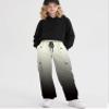 Betusline Girl's High Waist Wide Leg Cargo Pants Y2K Parachute Pants with Pockets and Drawstring, Gradient Black, 7-8 Years = Tag 140 view 3