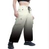 Betusline Girl's High Waist Wide Leg Cargo Pants Y2K Parachute Pants with Pockets and Drawstring, Gradient Black, 13-14 Years = Tag 170 view 4